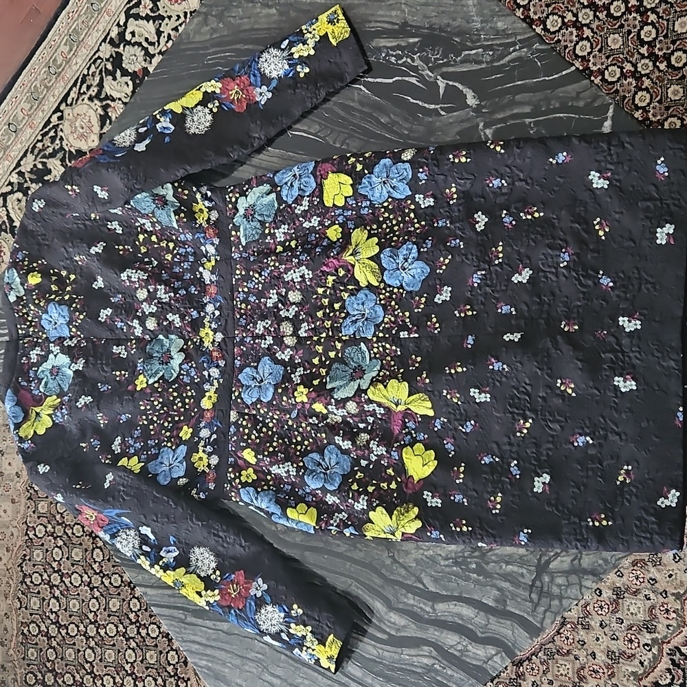 ERDEM: Royal Duchess Black Floral Long Sleeve Dress - Picture 4 of 9